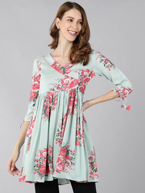 kipek green floral print tunic