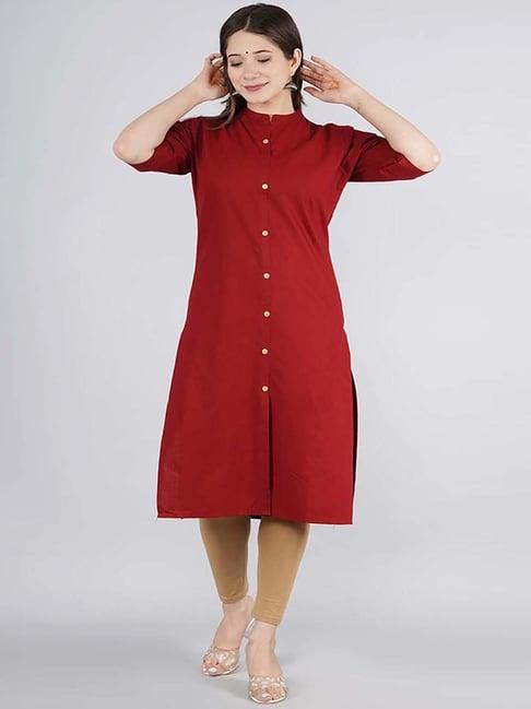 kipek maroon cotton straight kurta