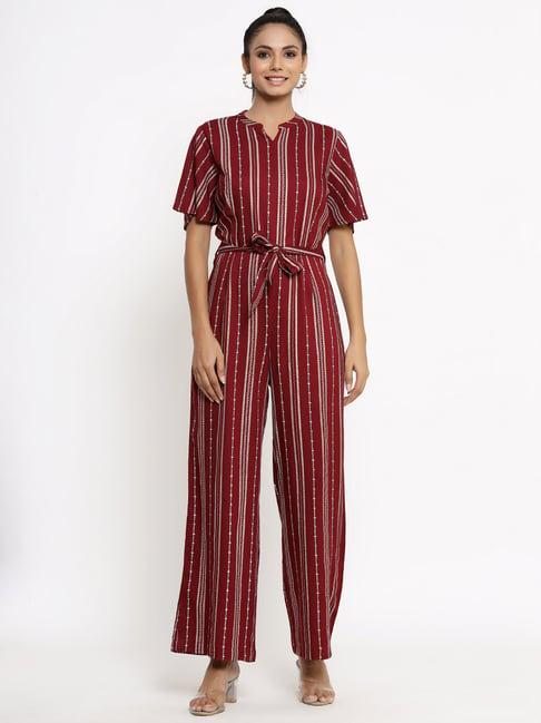 kipek maroon printed jumpsuit