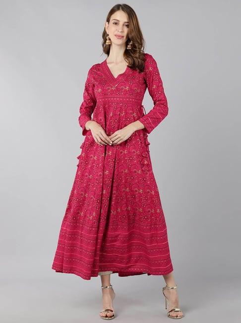 kipek pink printed anarkali kurta