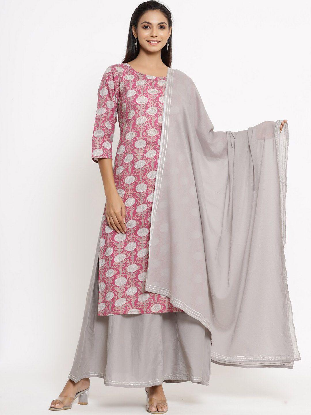 kipek printed beads and stones pure cotton kurta with palazzos & with dupatta