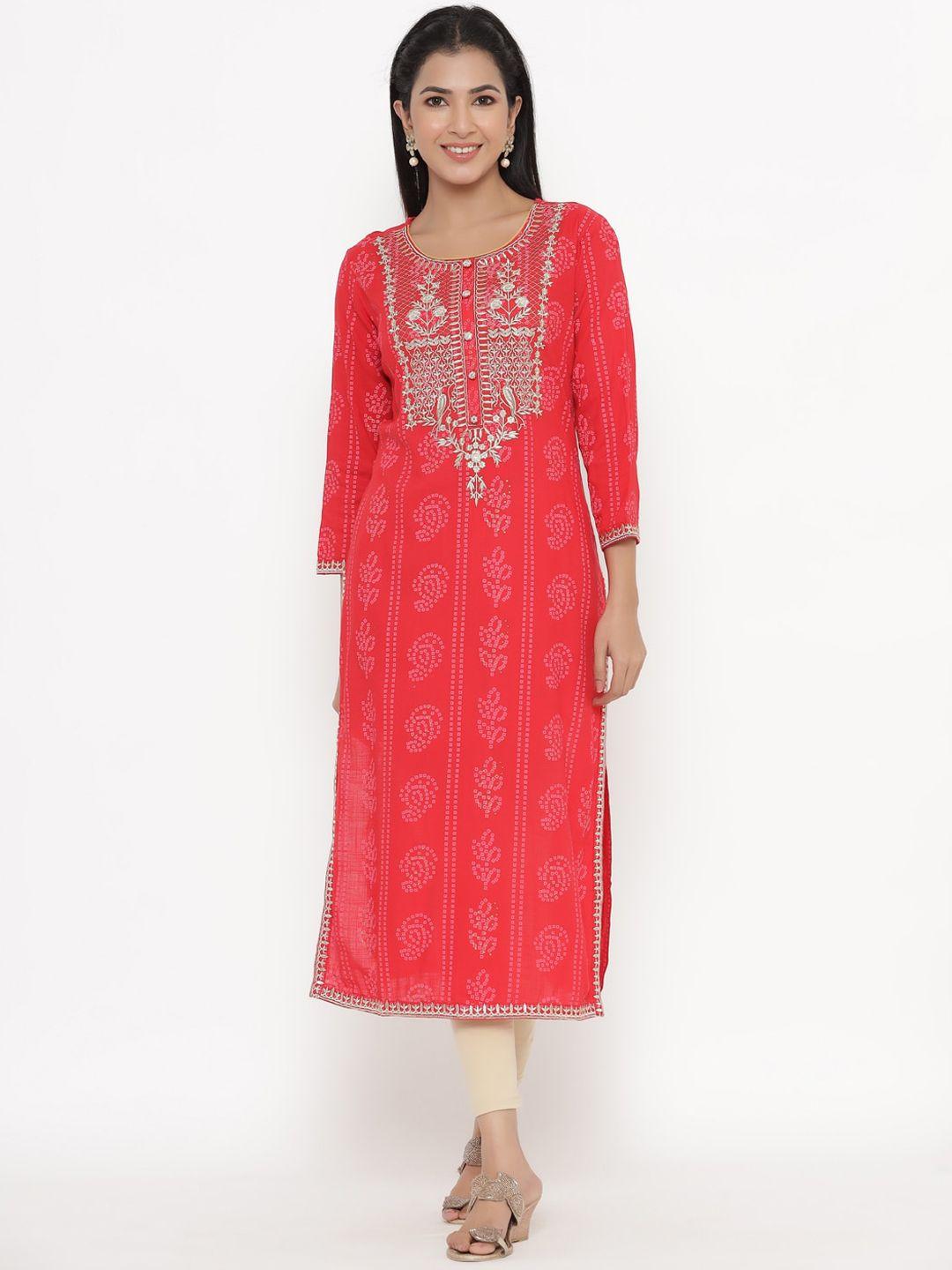 kipek women bandhani embroidered thread work indie prints kurta