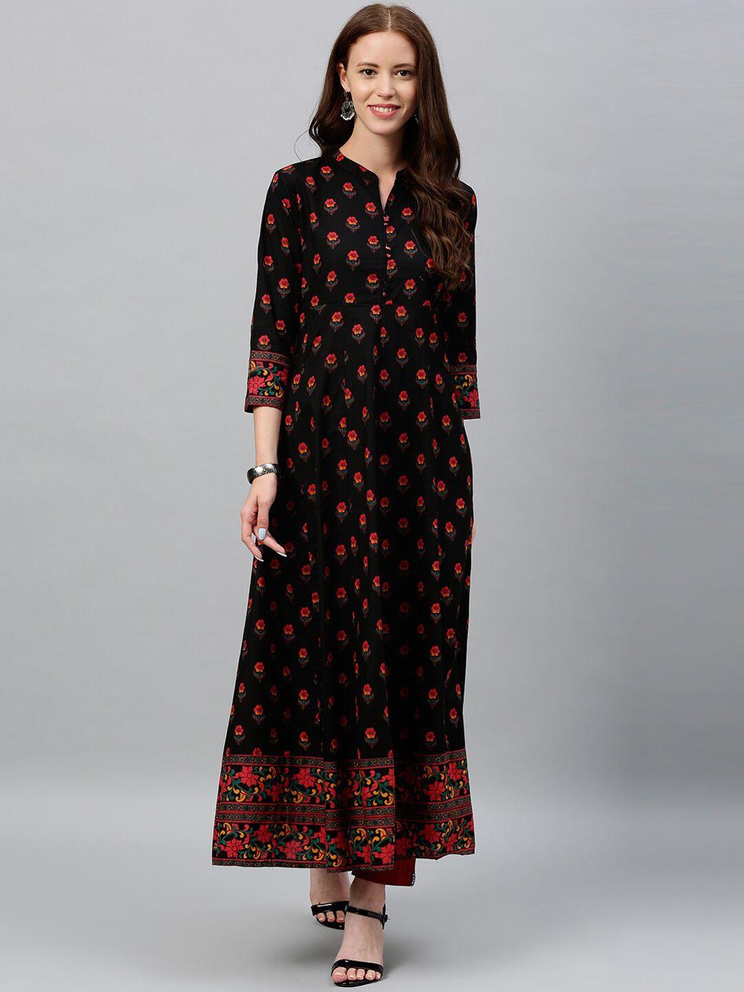 kipek women floral printed pure cotton kurta with churidar