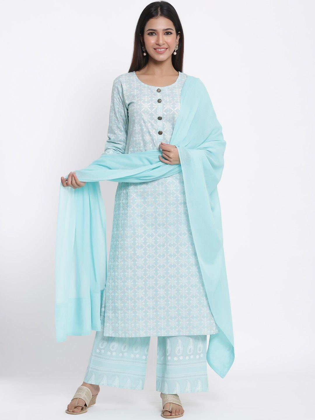 kipek women pure cotton kurta with palazzo & with dupatta set