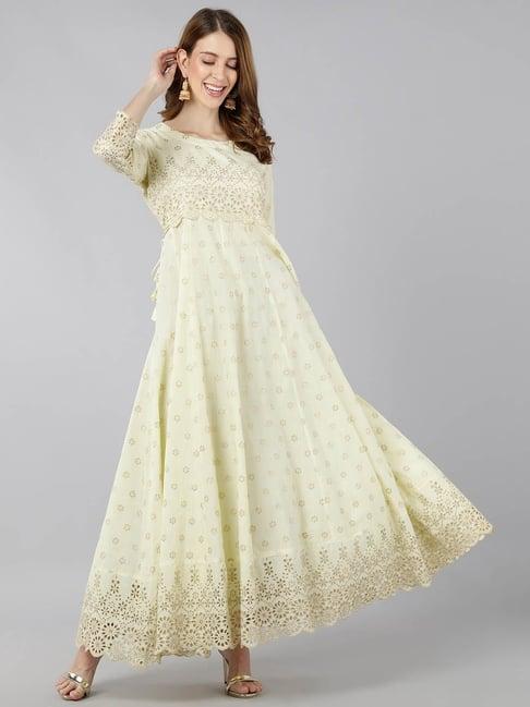 kipek yellow cotton anarkali kurta