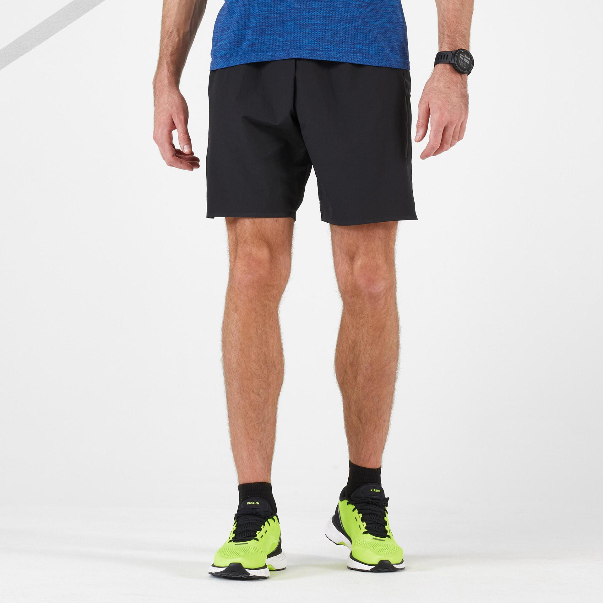 kiprun men's marathon running shorts with carry pockets - black