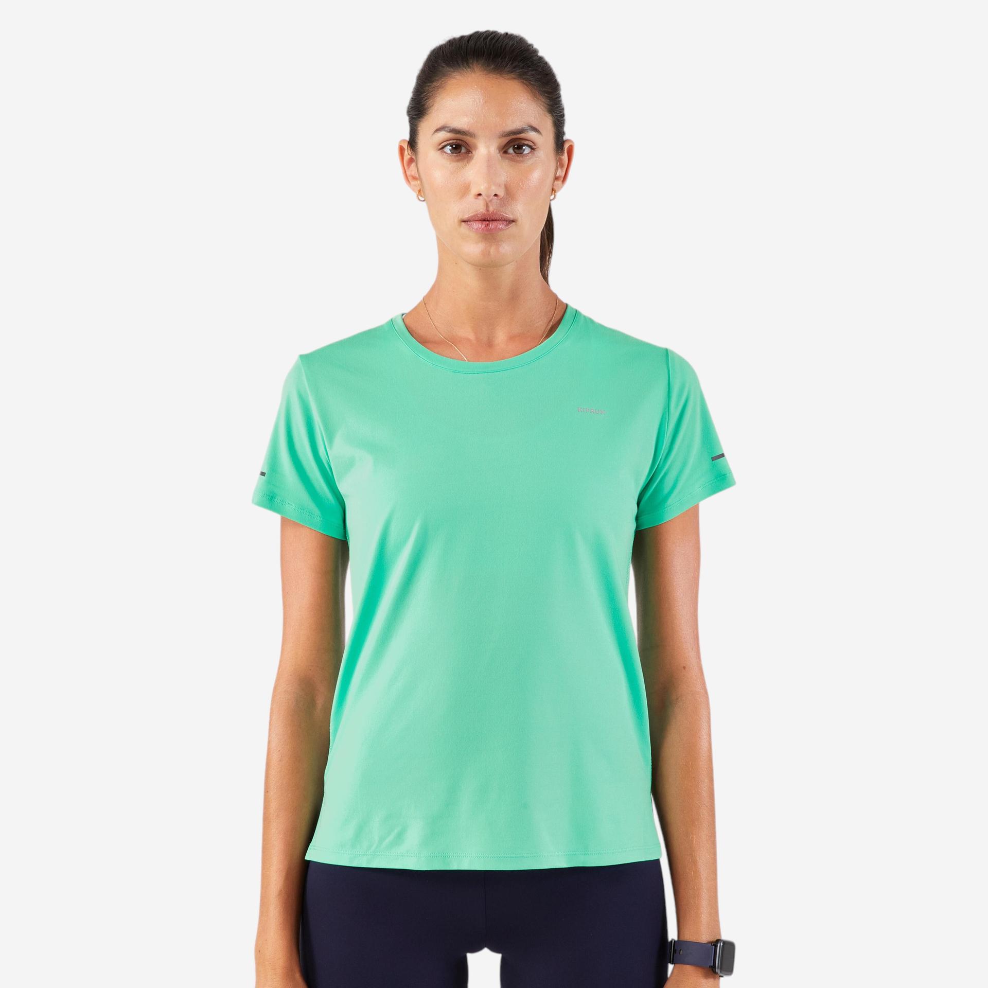 kiprun run 500 dry women's breathable running t-shirt - green