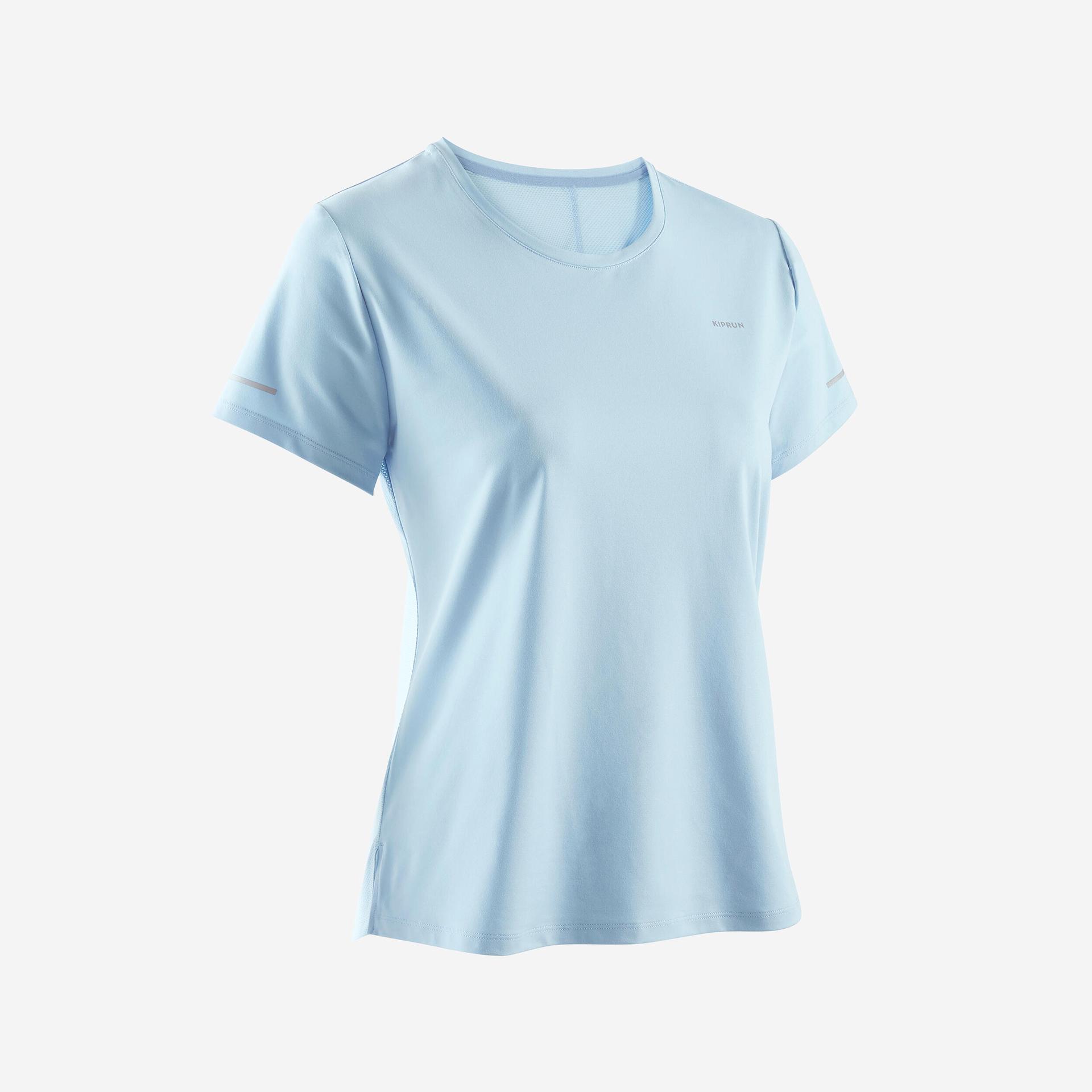 kiprun run 500 dry women's breathable running t-shirt - sky blue