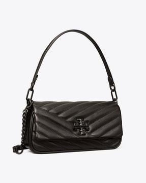 kira chevron powder-coated small flap shoulder bag