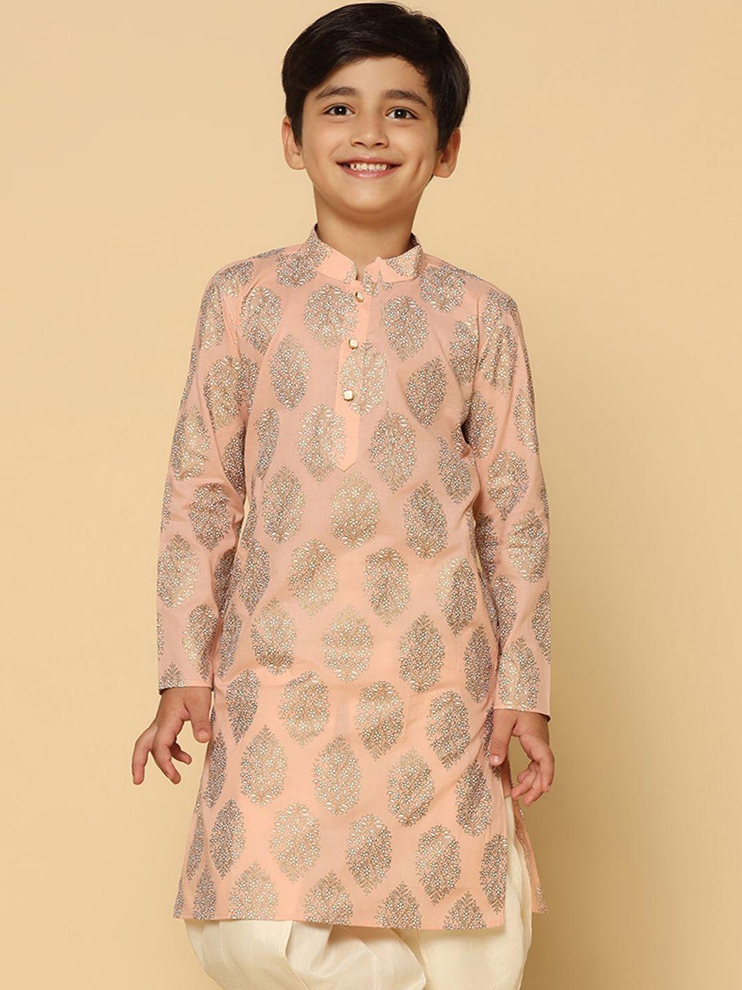 kisah boys ethnic motifs embroidered straight kurta