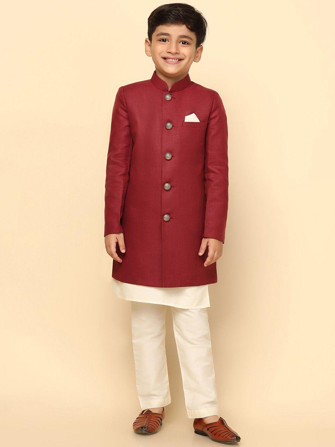 kisah boys mandarin collar cotton sherwani set