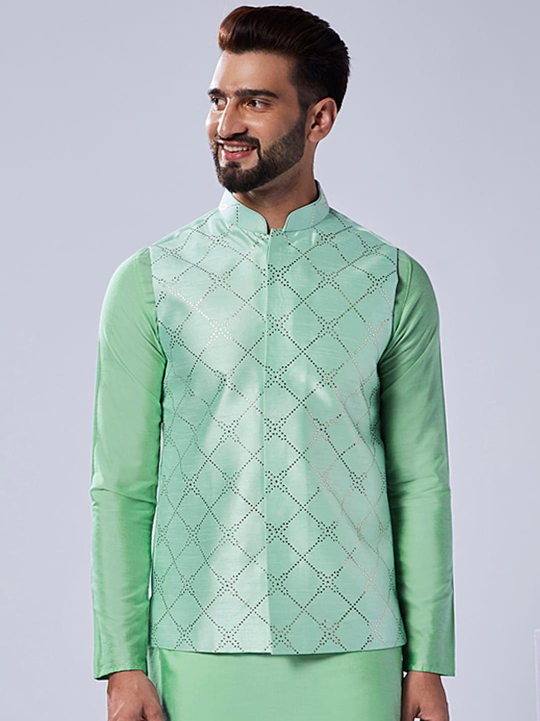 kisah embellished nehru jacket