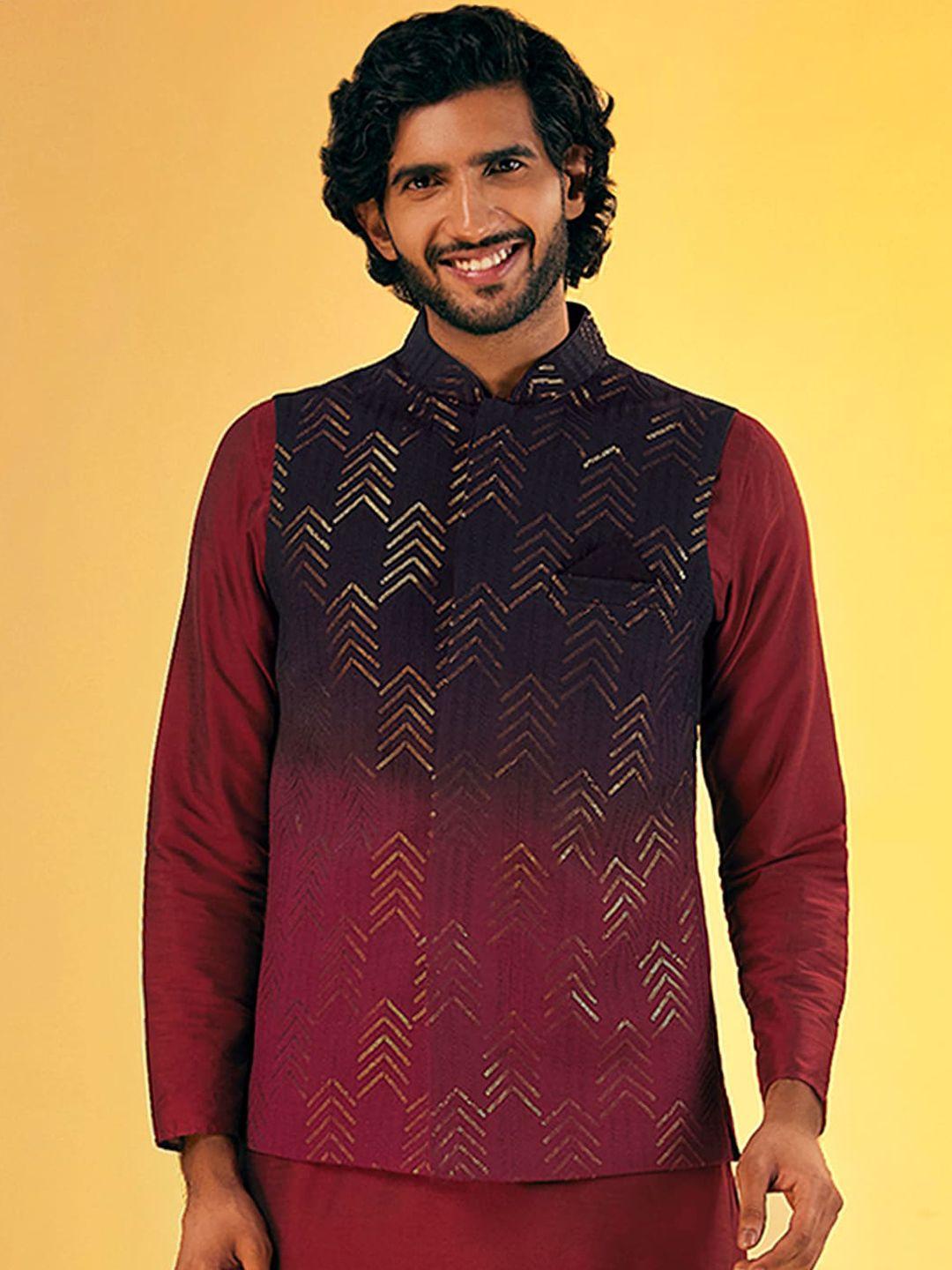 kisah-embellished-pure-cotton-nehru-jacket-with-pocket-square