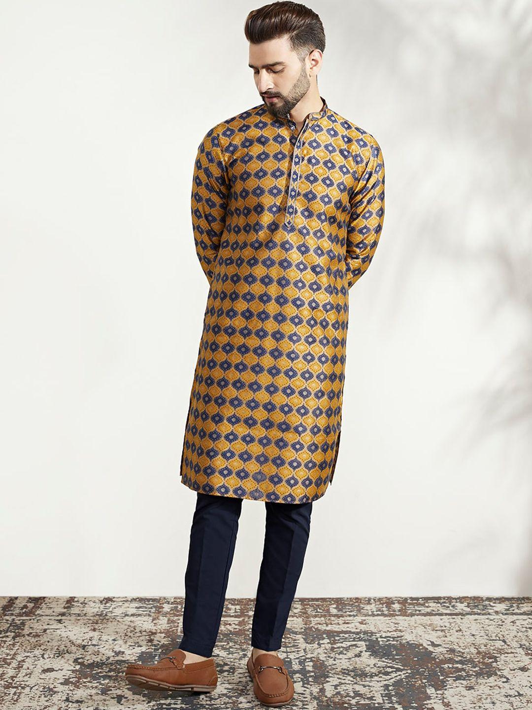 kisah ethnic motifs printed mandarin collar kurta with pyjamas