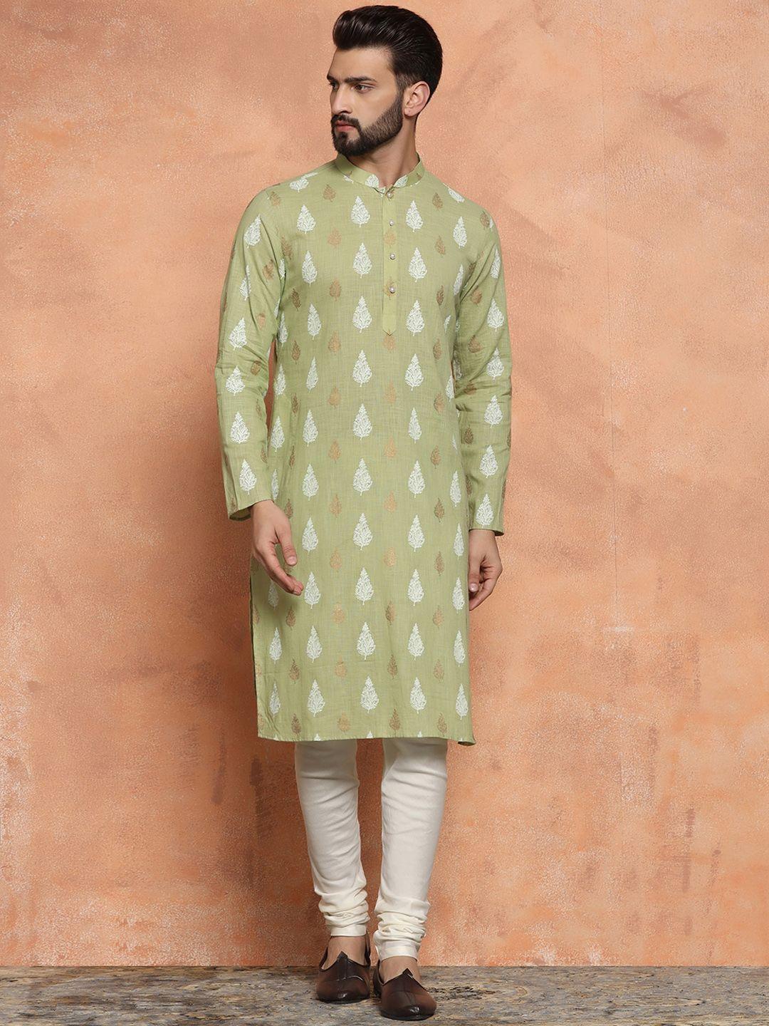 kisah ethnic motifs printed pure cotton kurta with churidar