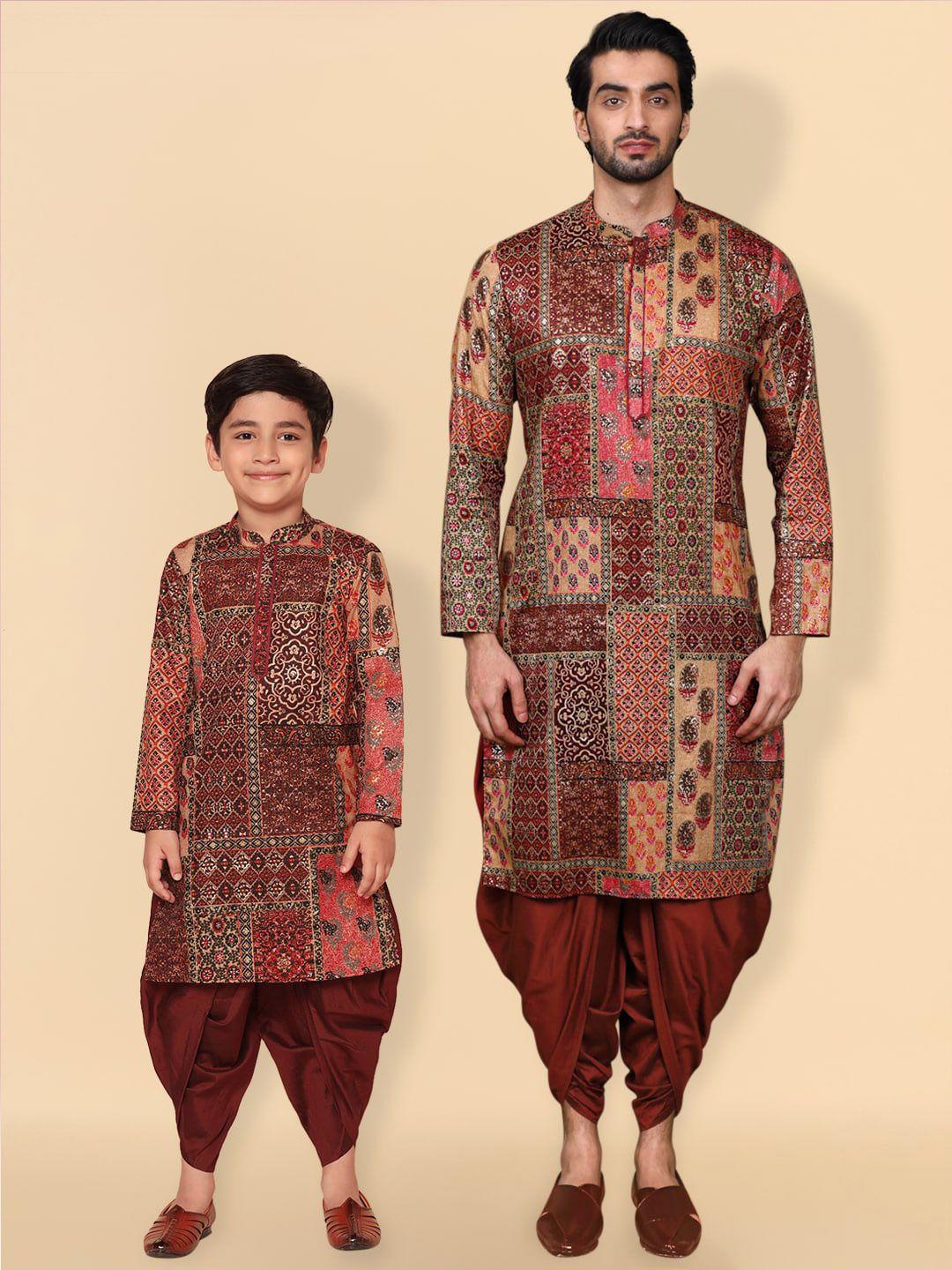 kisah ethnic motifs printed straight kurta with dhoti pants