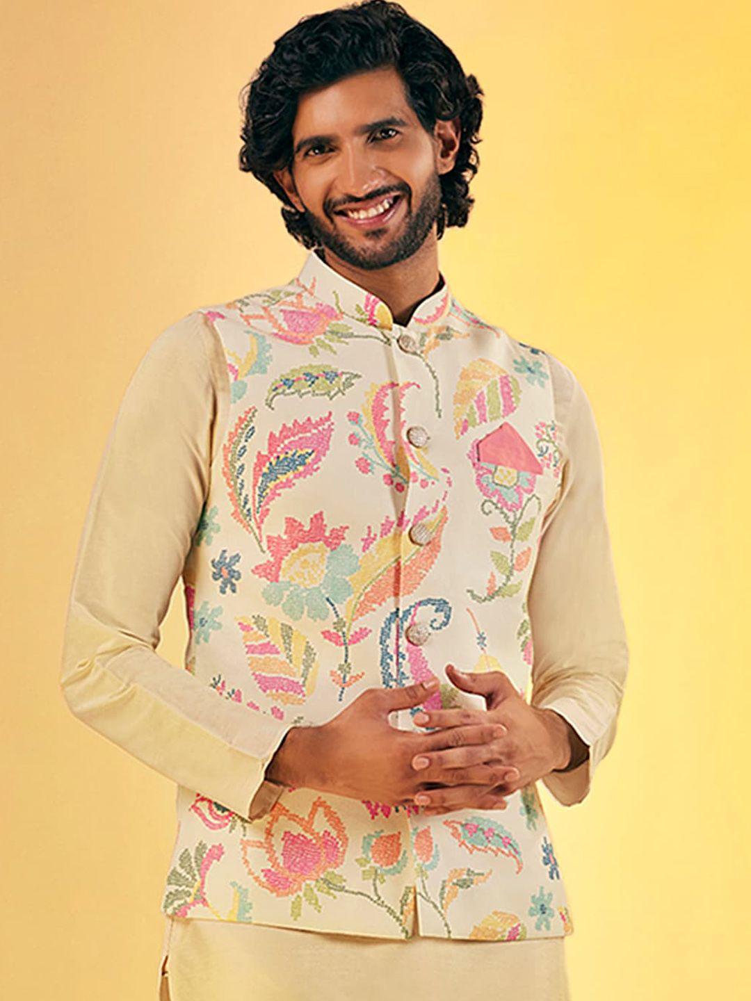 kisah-floral-print-nehru-jacket