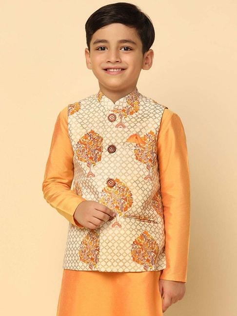 kisah-kids-cream-printed-nehru-jacket