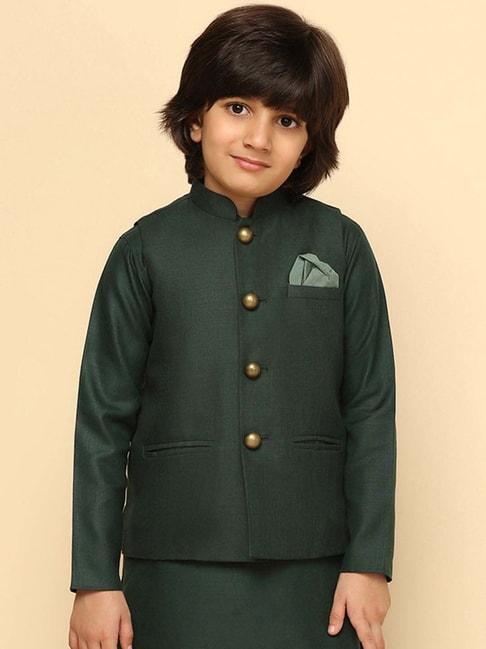 kisah-kids-green-regular-fit-nehru-jacket
