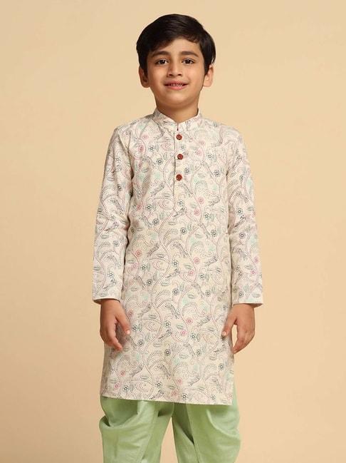 kisah kids multicolor cotton printed full sleeves kurta
