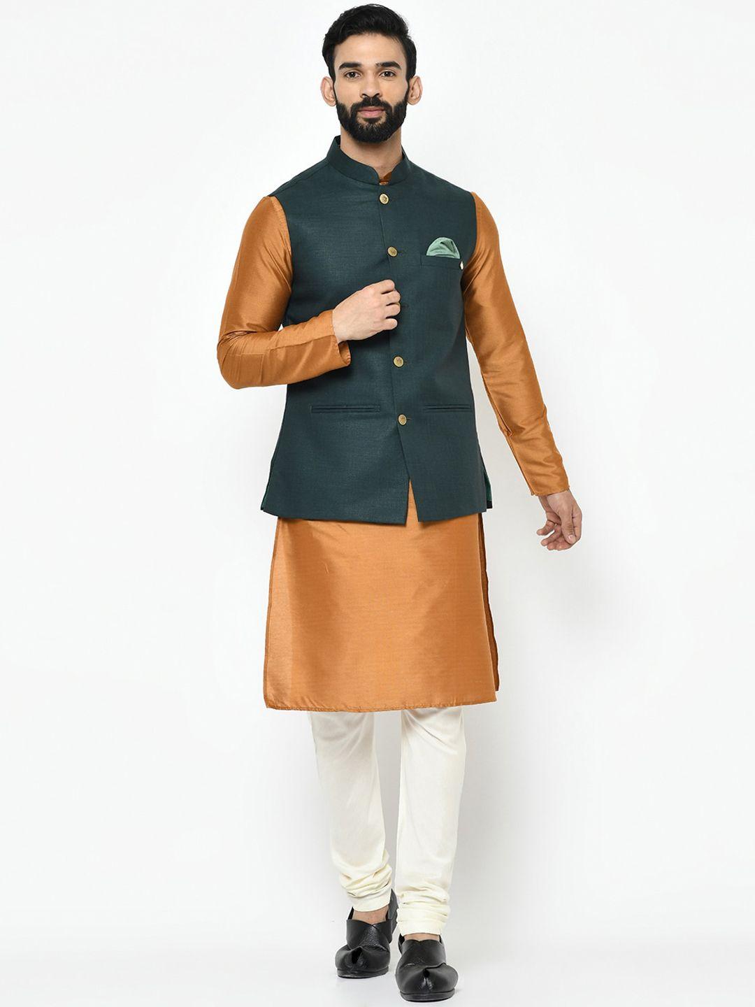 kisah mandarin collar kurta with churidar & nehru jacket