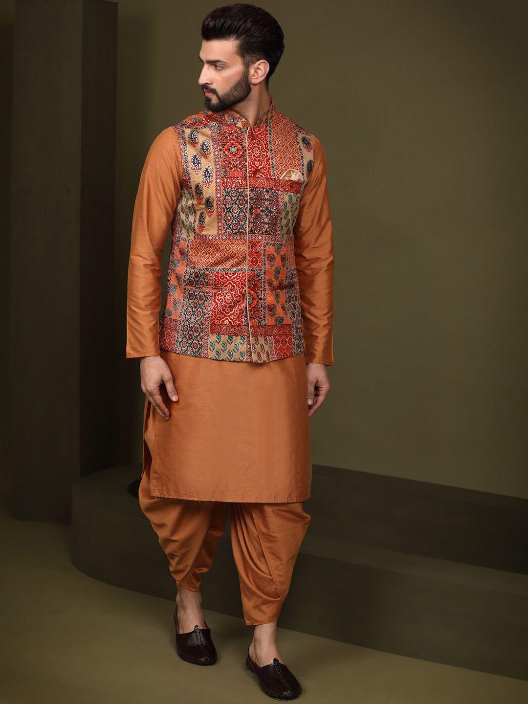 kisah mandarin collar kurta with dhoti pants & nehru jacket