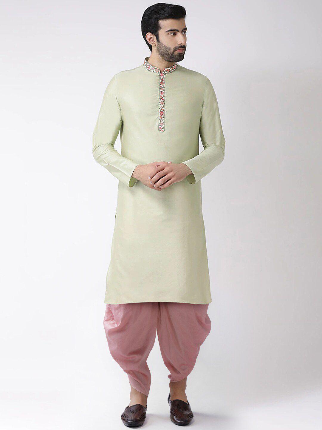 kisah mandarin collar thread work detailed straight kurta with dhoti pants