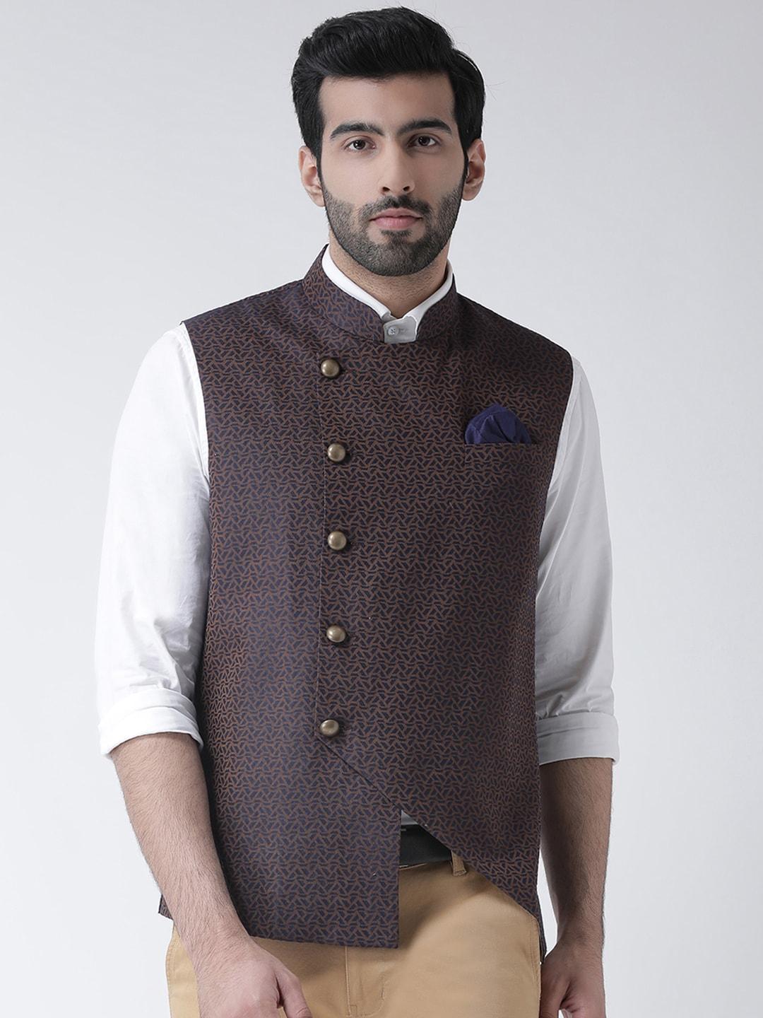kisah-men-brown-printed-nehru-jackets