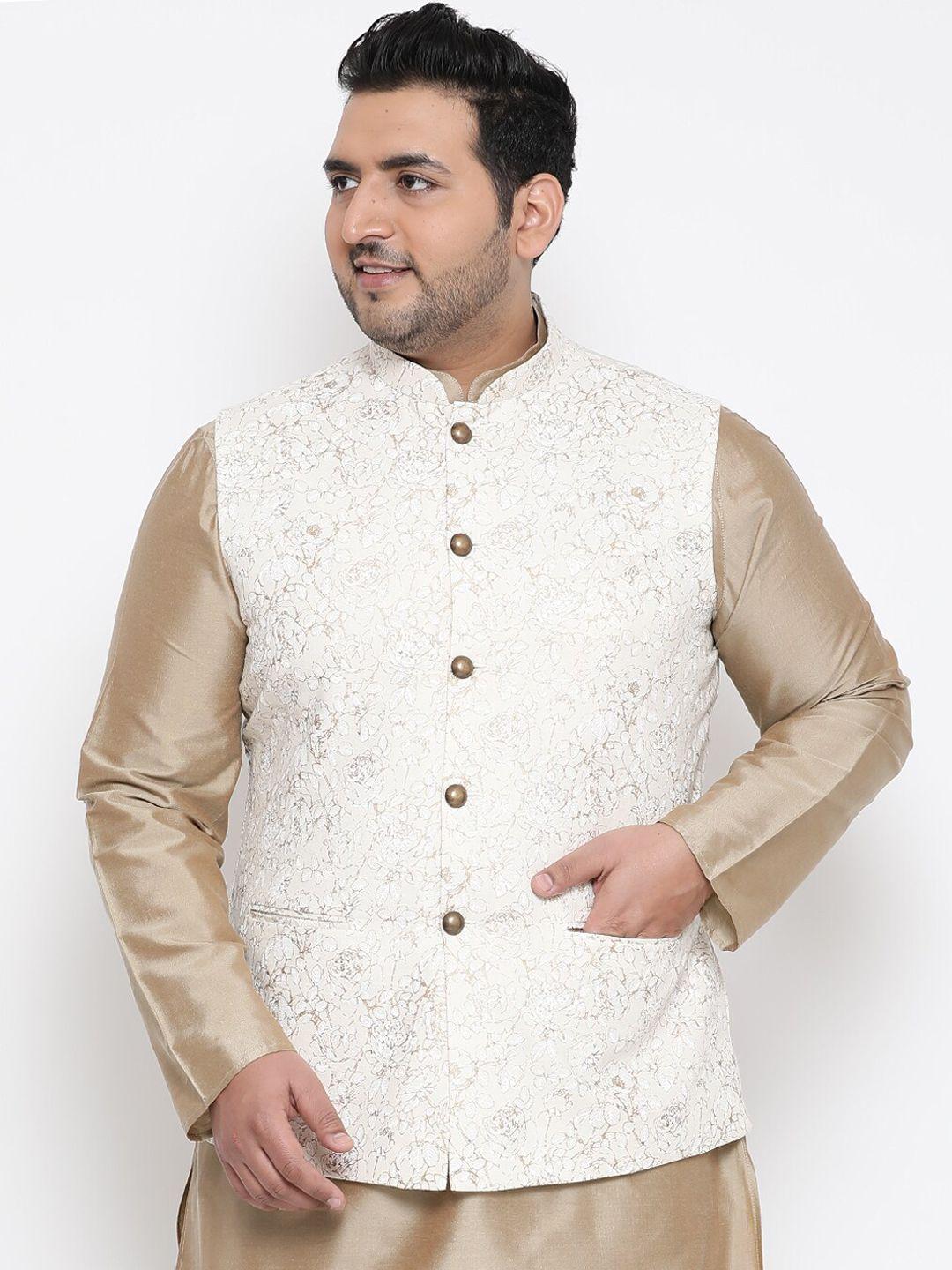 kisah-plus-men-cream-coloured-printed-woven-nehru-jacket