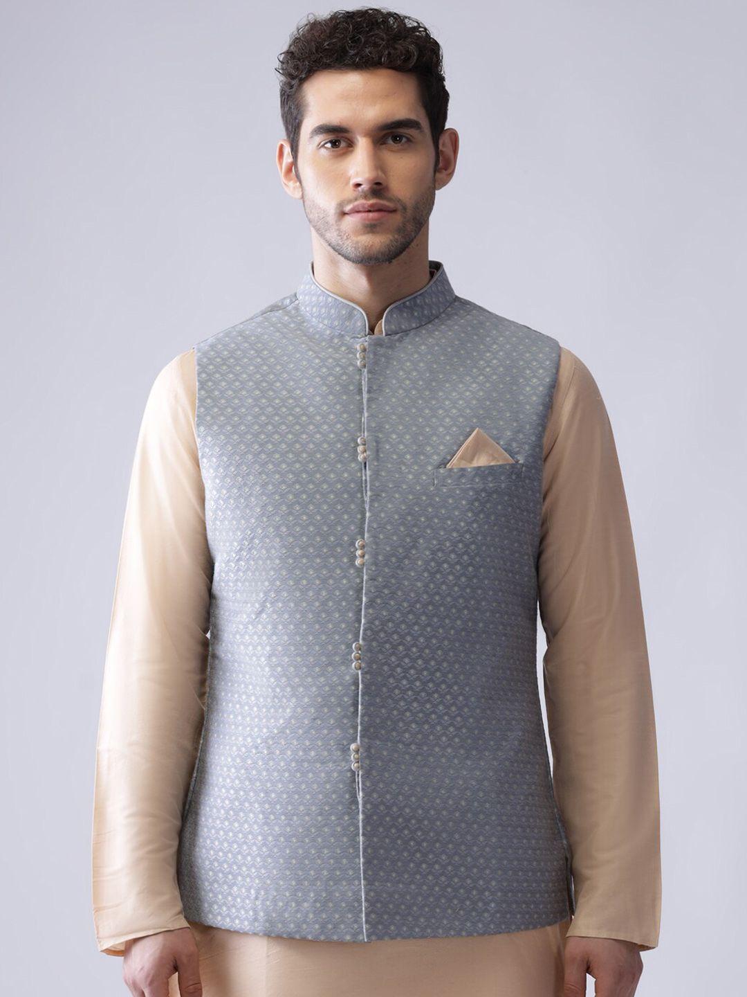 kisah woven design nehru jacket