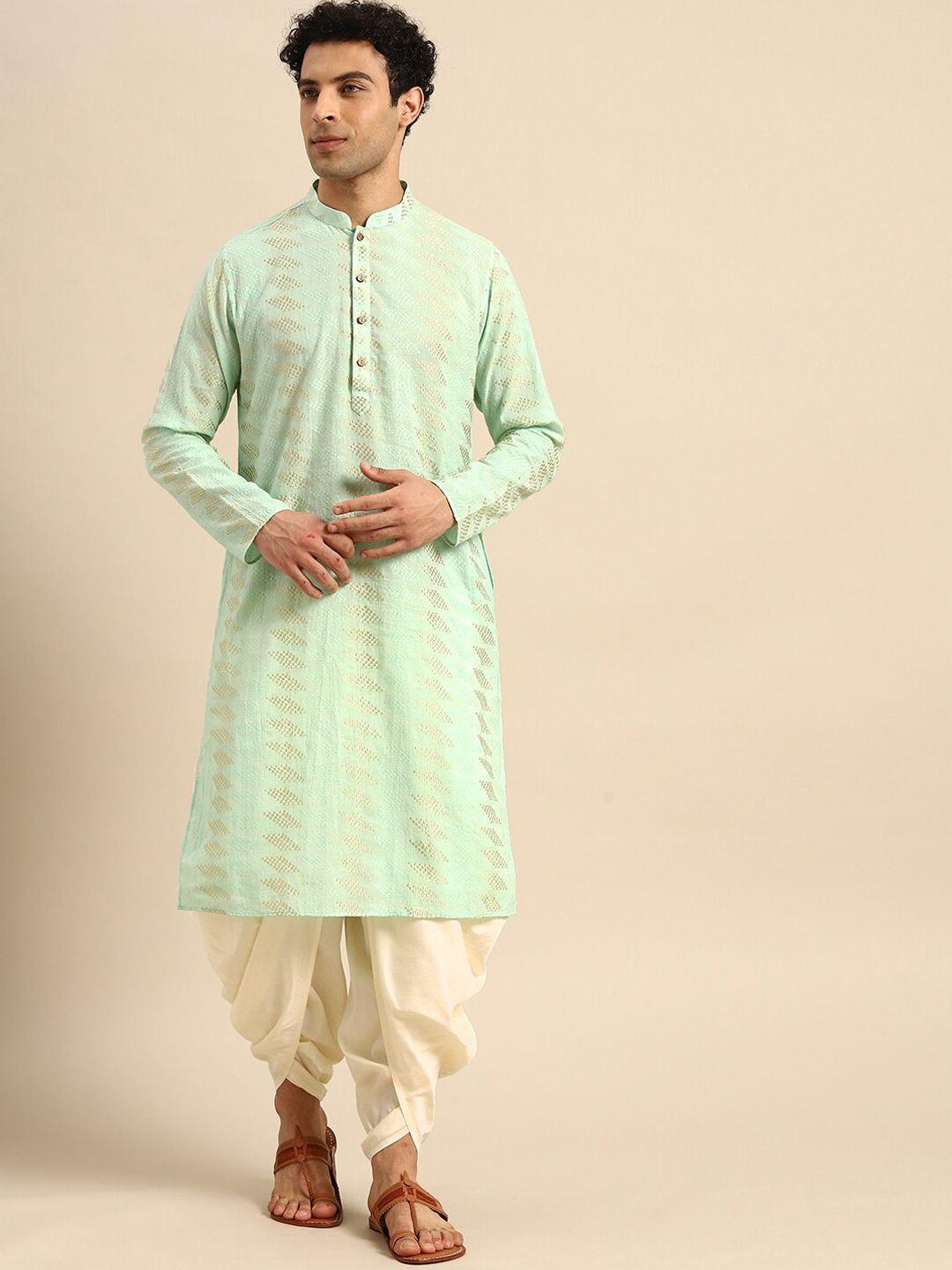 kisah woven design zari thread work kurta with dhoti pants