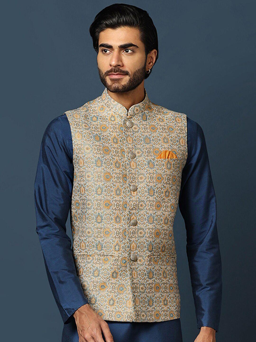 kisah-woven-design-mandarin-collar-nehru-jacket
