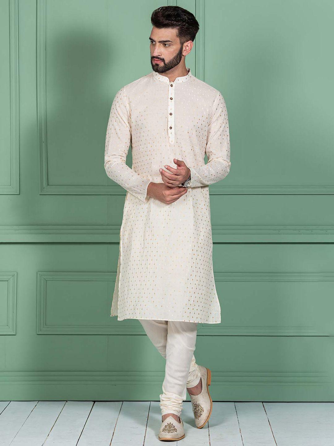 kisah abstract woven design mandarin collar straight kurta