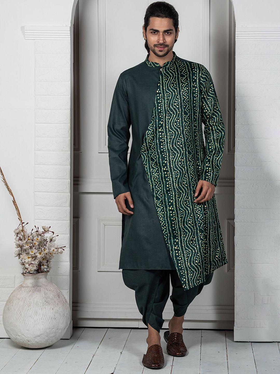 kisah bandhani printed asymmetric kurta with dhoti pants