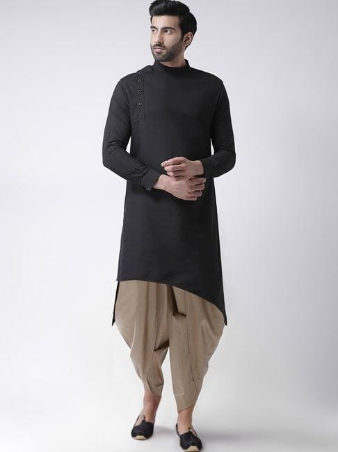 kisah black & silver regular fit kurta bottom set