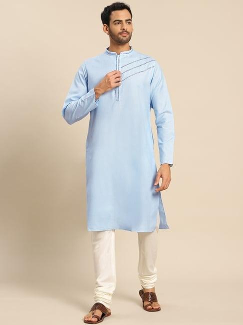 kisah blue regular fit kurta bottom set