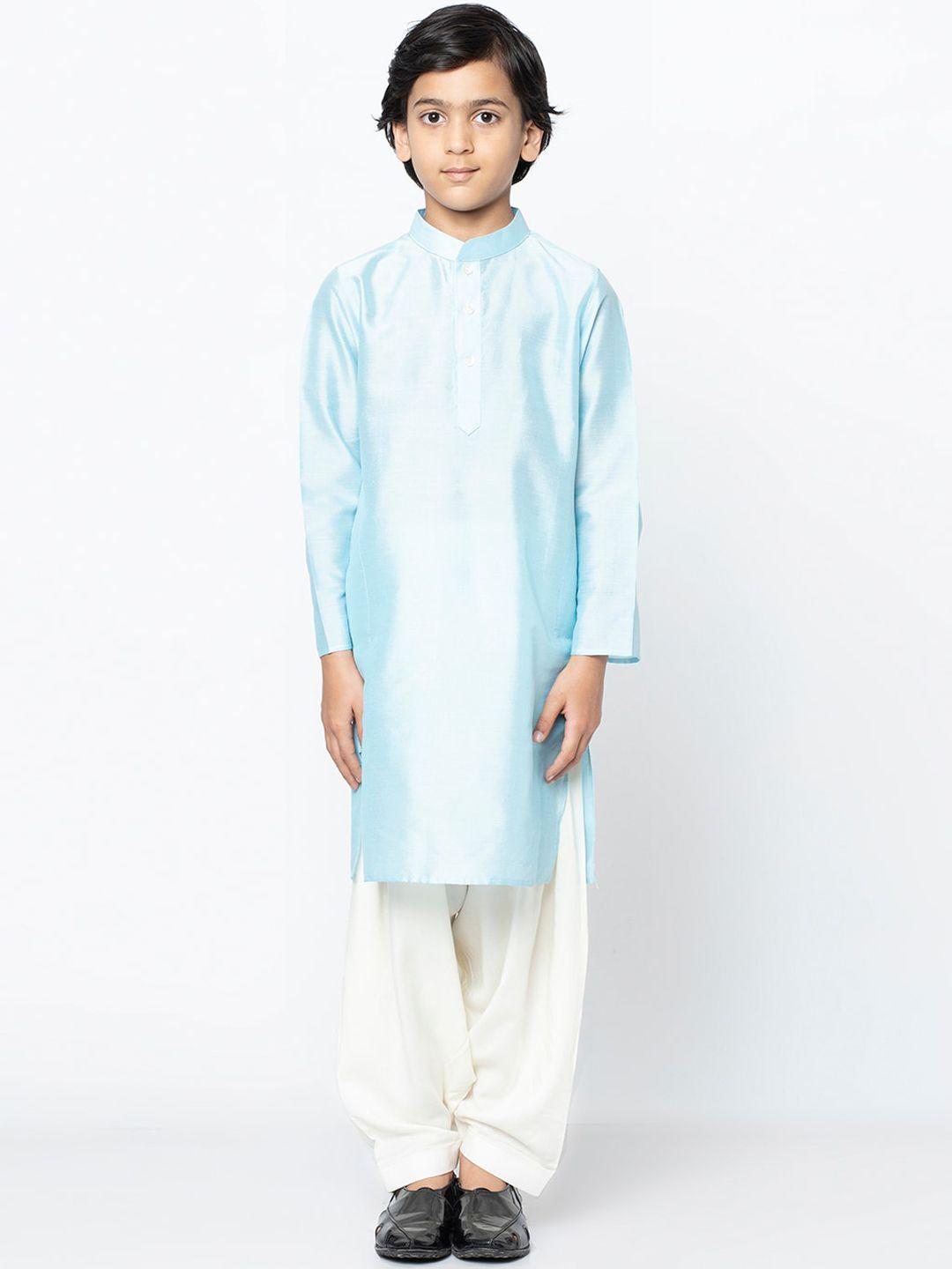 kisah boys blue solid a-line kurta