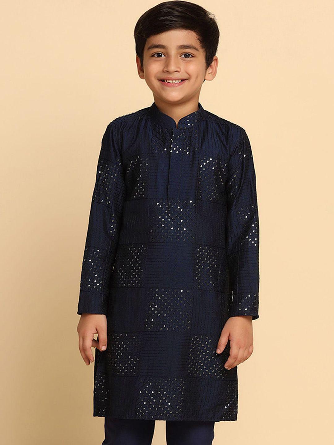 kisah boys embroidered sequinned kurta