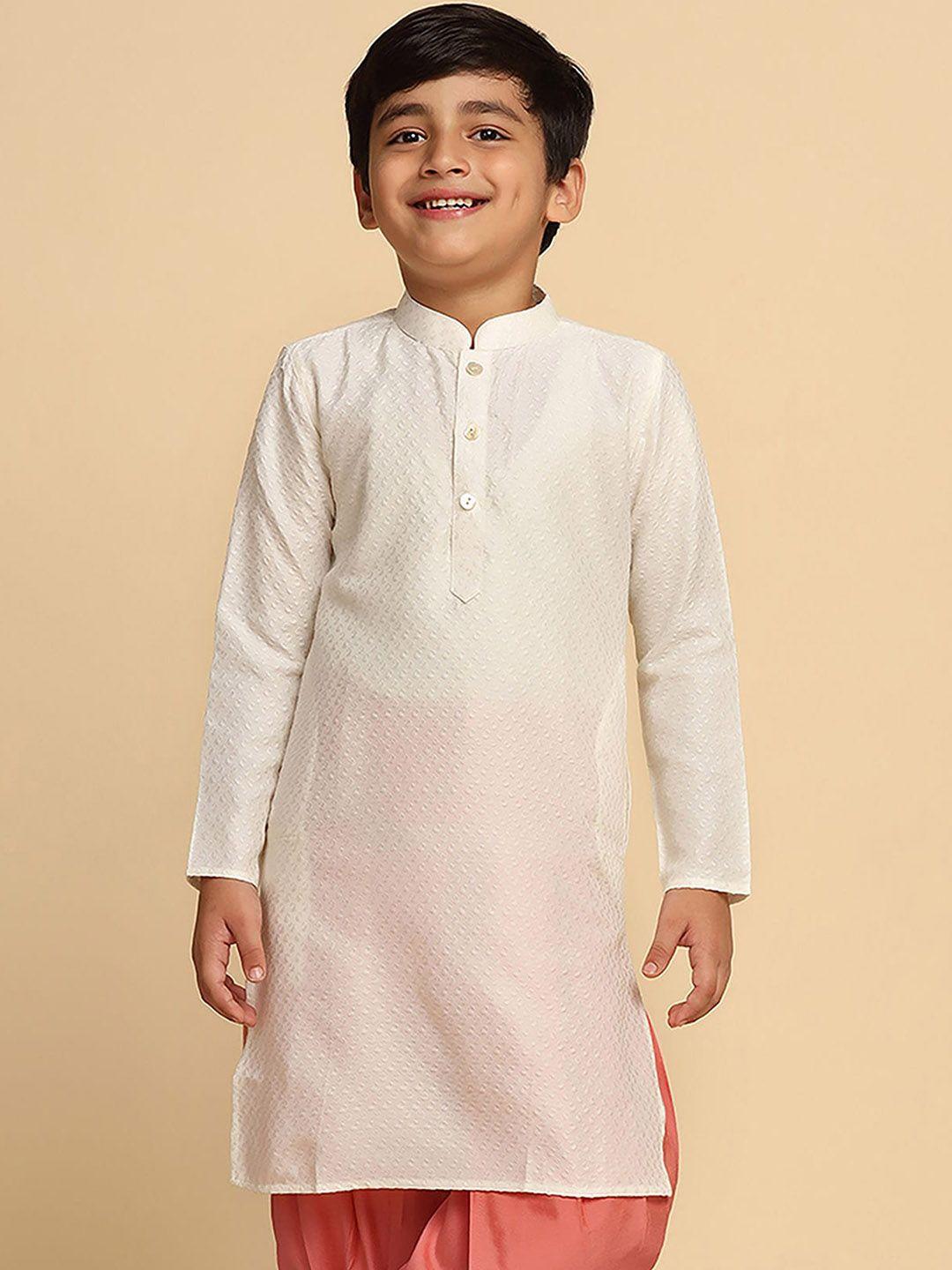 kisah boys ethnic motifs embroidered straight kurta