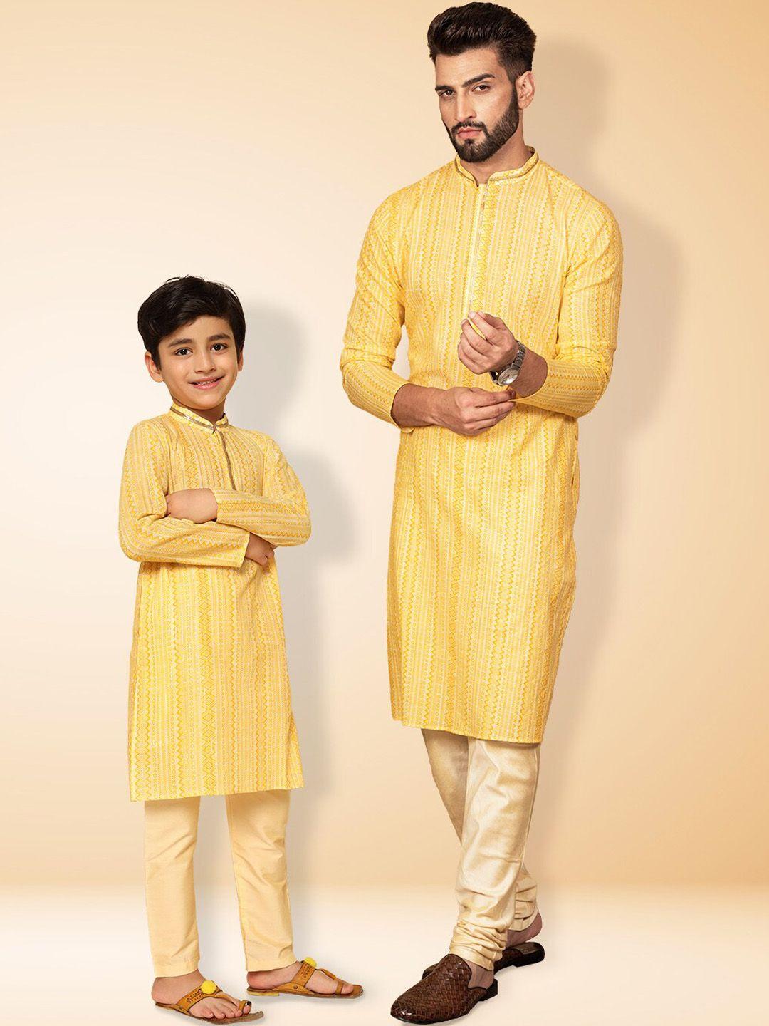 kisah boys ethnic printed mandarin collar zari straight kurta with churidar