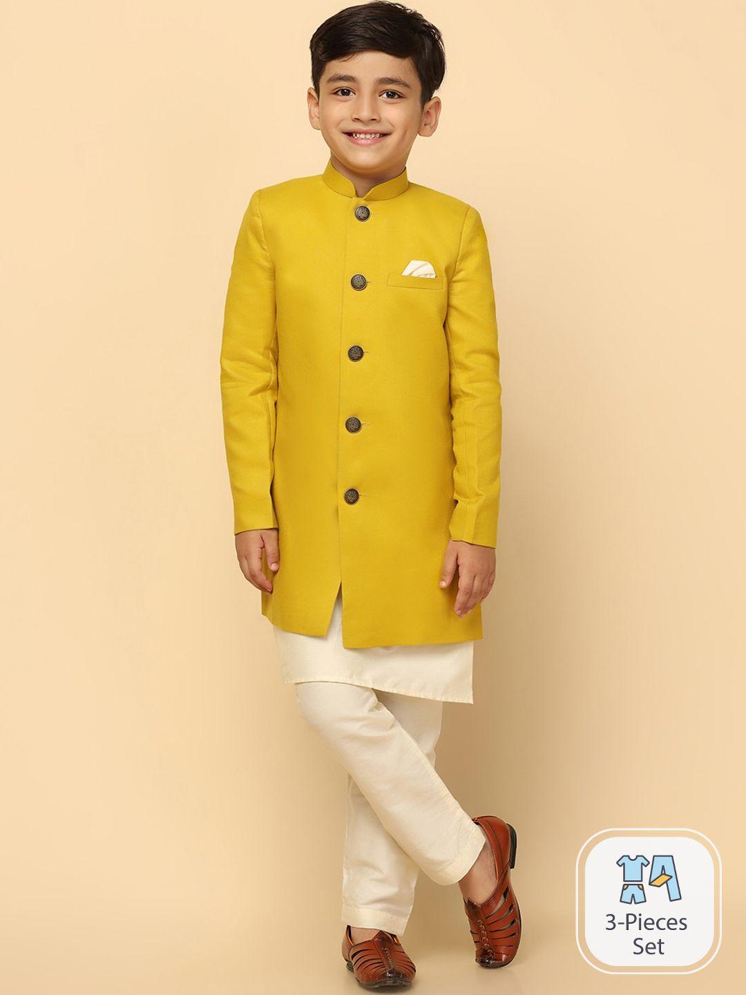 kisah boys mandarin collar cotton sherwani set