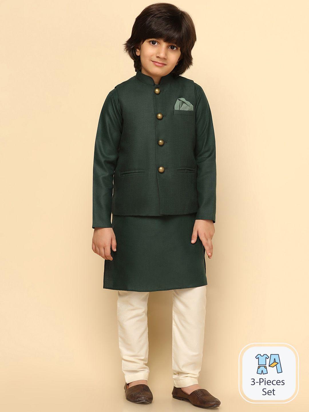 kisah boys mandarin collar kurta with pyjamas & nehru jacket