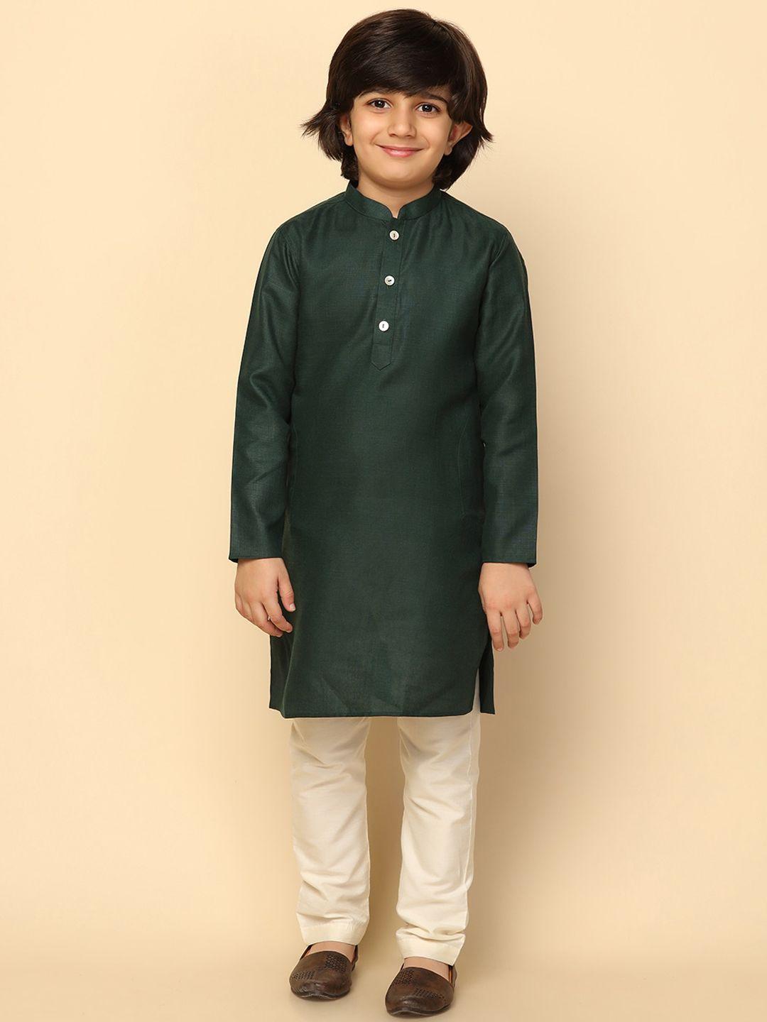 kisah boys mandarin collar straight kurta & pyjamas with nehru jacket