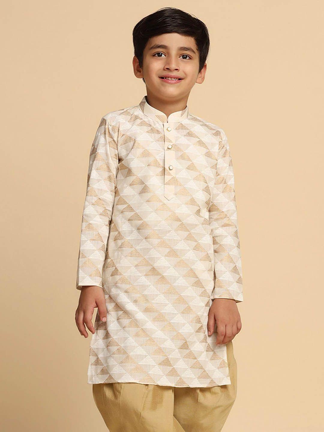 kisah boys printed mandarin collar kurta