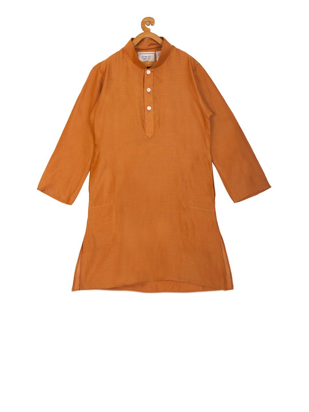 kisah boys rust solid straight kurta