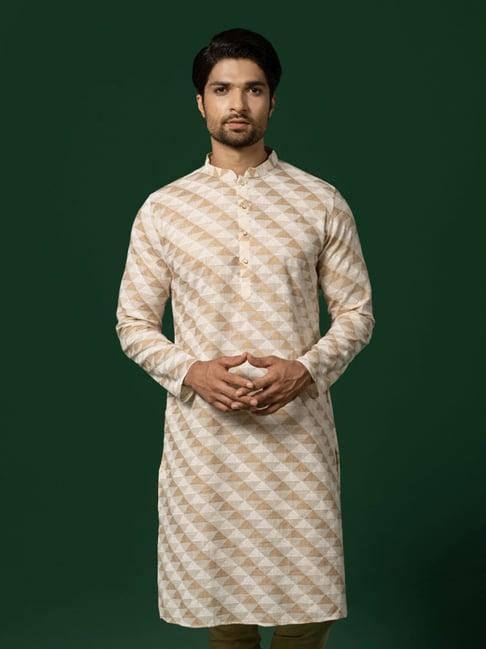 kisah cream regular fit printed kurta