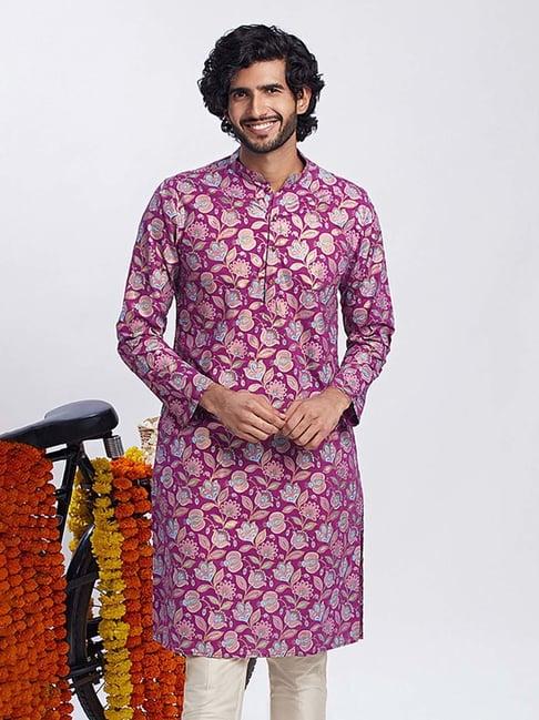 kisah dark pink regular fit floral print kurta