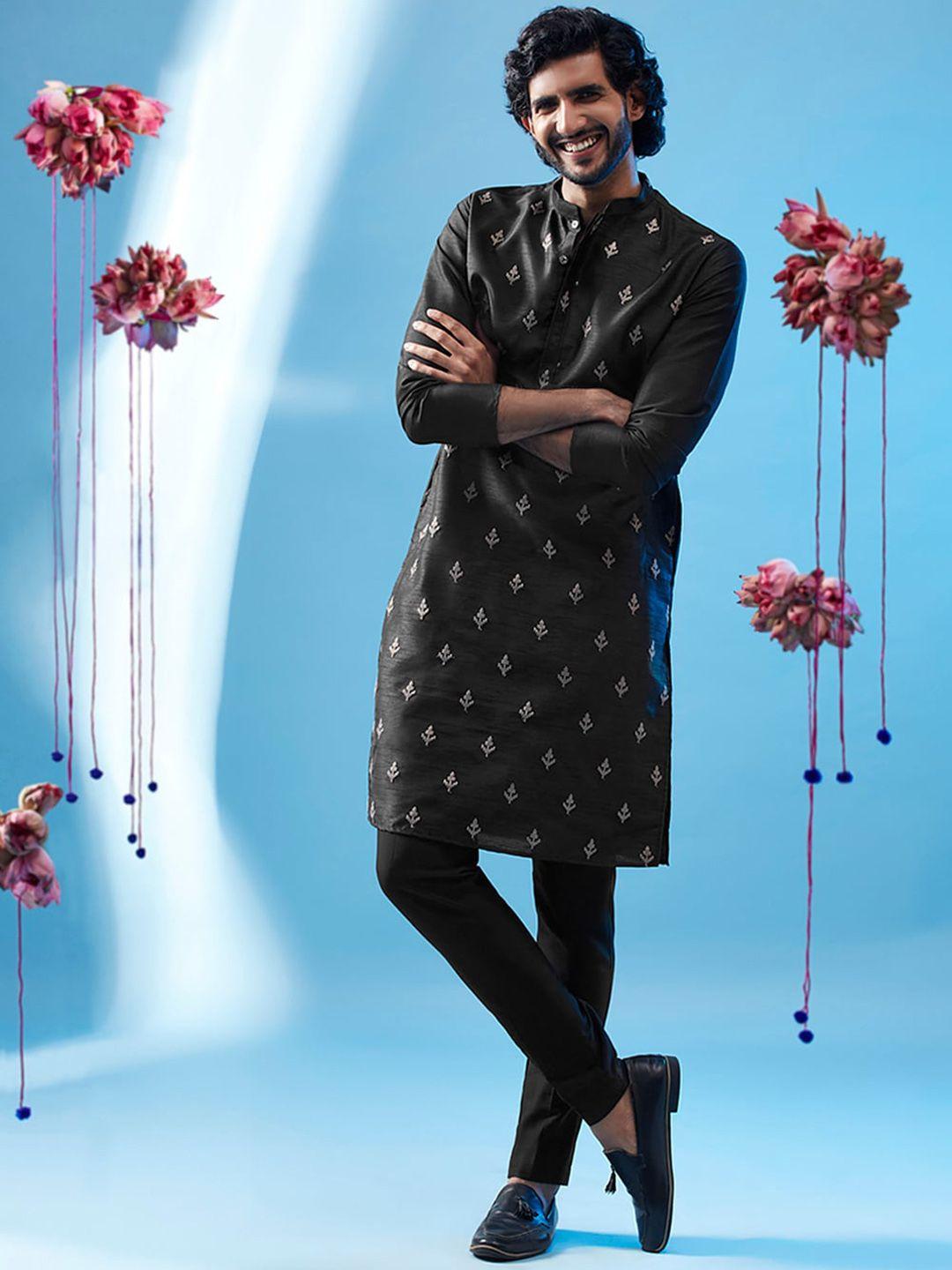 kisah ethnic motifs embroidered kurta with trousers