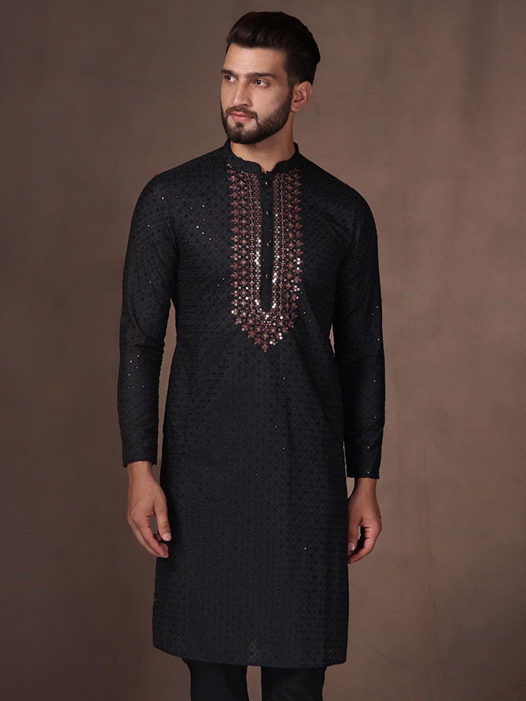 kisah ethnic motifs embroidered sequinned kurta