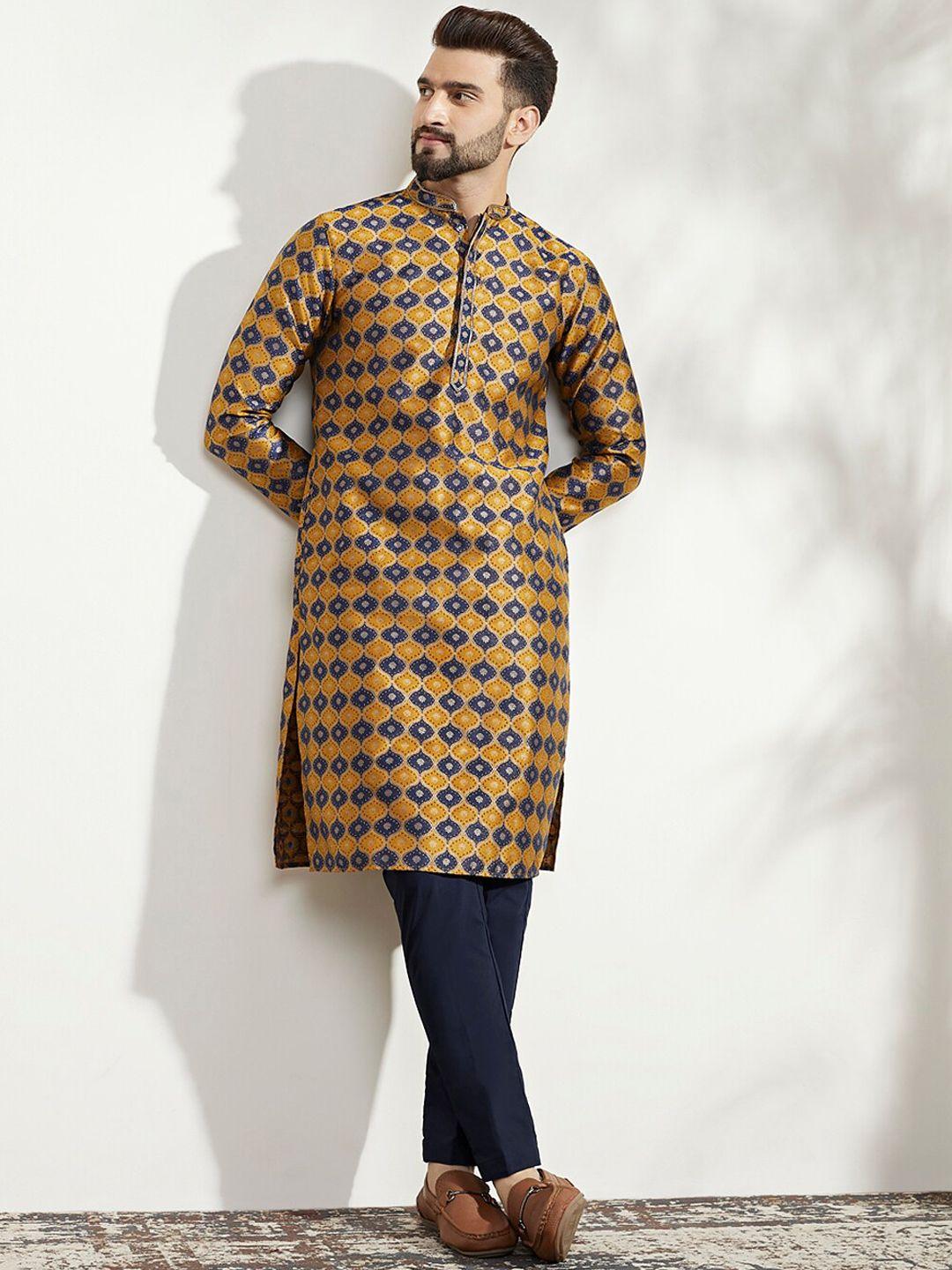 kisah ethnic motifs printed mandarin collar regular kurta